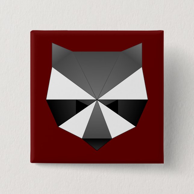 Badge Carré 5 Cm Raccoon polygonal (Devant)