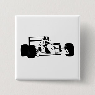 Badge Carré 5 Cm Race Car Silhouette noir et blanc