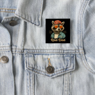 Badge Carré 5 Cm Rad Papa Drôle Bonne Fête des pères Vintage