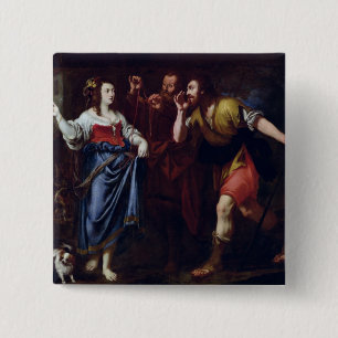 Badge Carré 5 Cm Rahab et les émissaires de Joshua