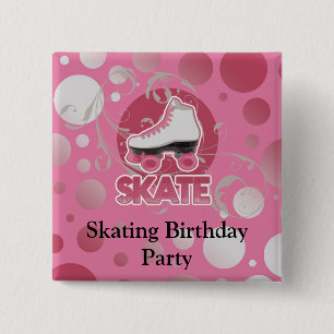 Badge Carré 5 Cm Raie de rouleau rose de remous de bulle, patinant