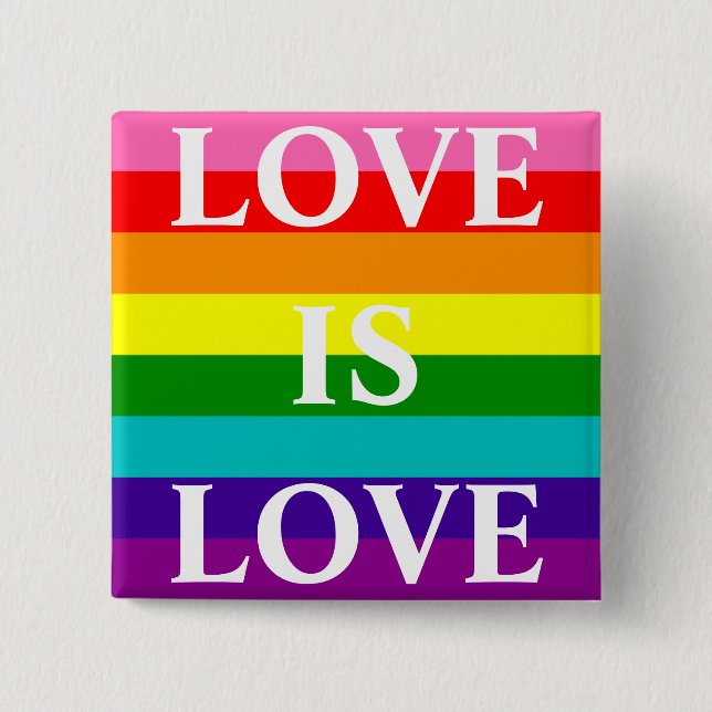 Badge Carré 5 Cm Rainbow Flag Love is Love Gay pride LGBT 8 Stripes (Devant)