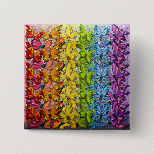 Badge Carré 5 Cm Rainbow of Butterflies