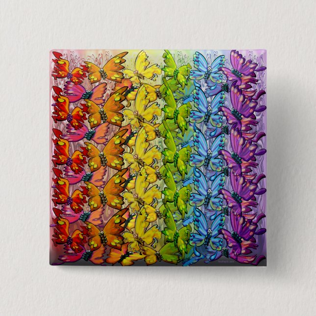 Badge Carré 5 Cm Rainbow of Butterflies (Devant)