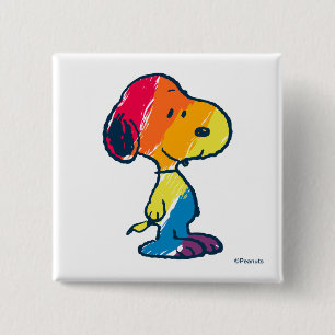 Badge Carré 5 Cm Rainbow Snoopy