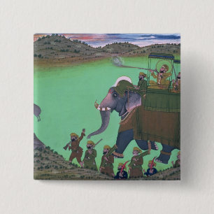 Badge Carré 5 Cm Rajah Sarup Singh d'Udaipur, sur une chasse à