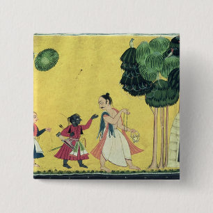 Badge Carré 5 Cm Rama et Lakshmana accompagnés de Visvamitra