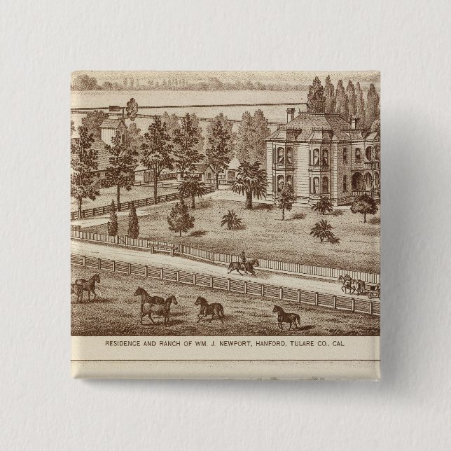 Badge Carré 5 Cm Ranches, Hanford, Cal (Devant)