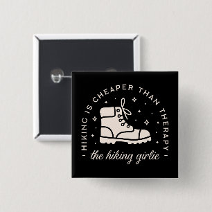 Badge Carré 5 Cm Randonnée randonneur fille drôle citations noir