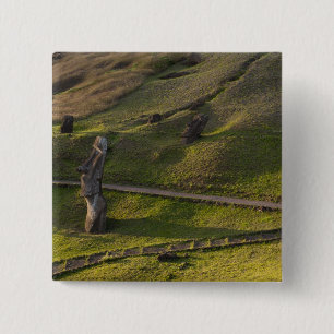 Badge Carré 5 Cm Rano Raraku, Rapa Nui, Île de Pâques, Chili