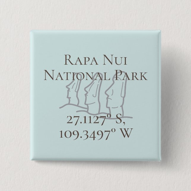 Badge Carré 5 Cm Rapa Nui Latitude & Longitude (Devant)
