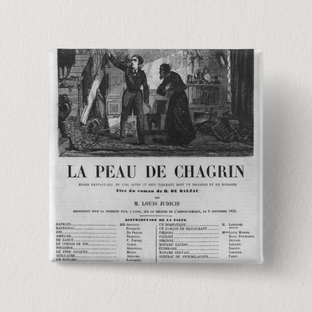 Badge Carré 5 Cm Raphael de Valentin et le commerçant (Devant)