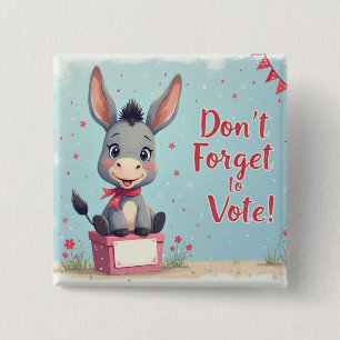 Badge Carré 5 Cm Rappel de vote de l'âne joyeux