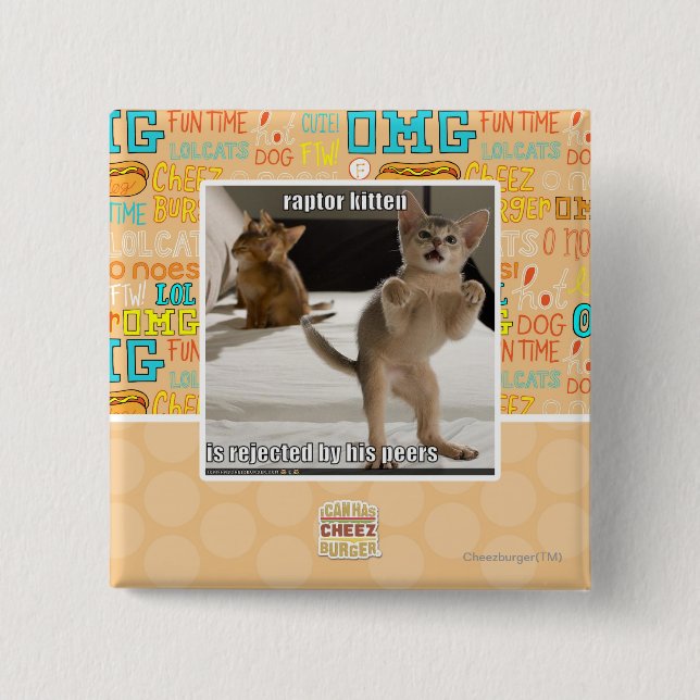 Badge Carré 5 Cm Raptor Kitten (Devant)