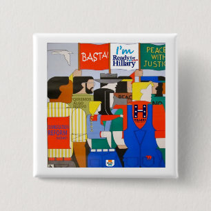 Badge Carré 5 Cm Rassemblement pour Hillary en 2016