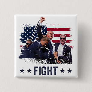 Badge Carré 5 Cm Rassemblement Trump 2024 Combat Poing Trump Rassem