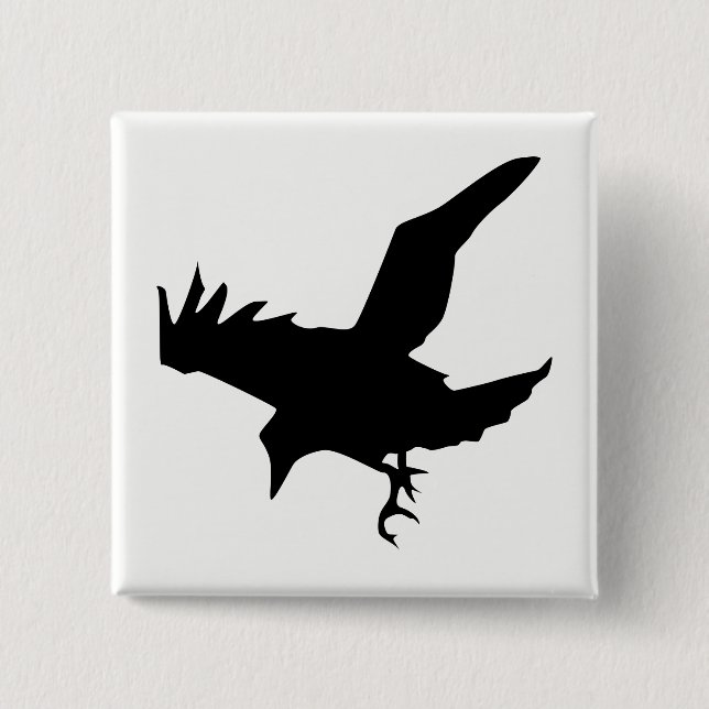 Badge Carré 5 Cm Raven Silhouette (Devant)