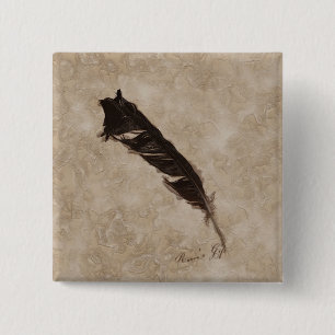 Badge Carré 5 Cm Raven's Feather Bird-lover Crow design
