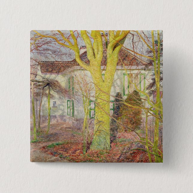 Badge Carré 5 Cm Rayon de lumière du soleil ou, Zonneschijn, avril (Devant)