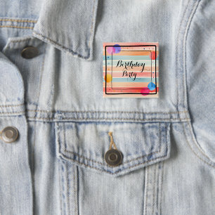 Badge Carré 5 Cm Rayure colorée aquarelle lumineuse personnalisée