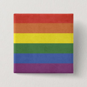 Badge Carré 5 Cm Rayures d'arc-en-ciel