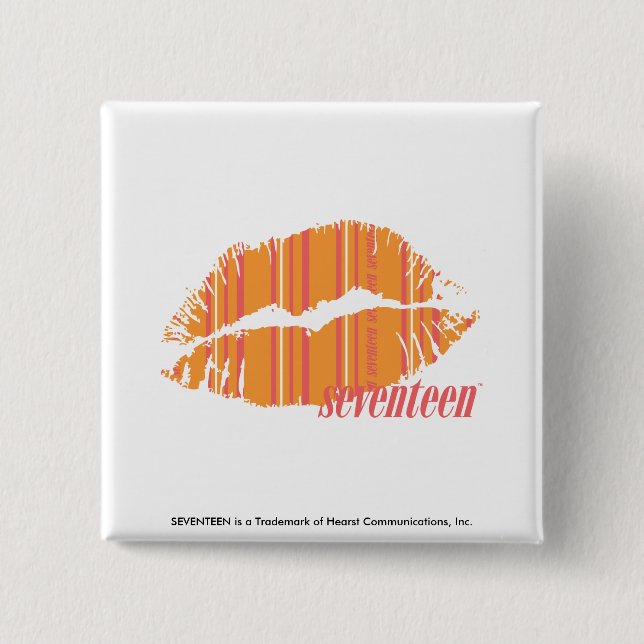 Badge Carré 5 Cm Rayures minces oranges (Devant)