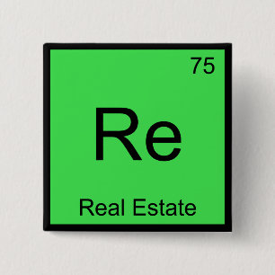 Badge Carré 5 Cm Re - Immobilier Chimie Élément Symbole Funny T
