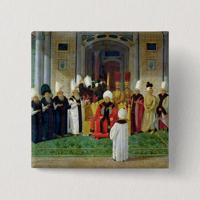Badge Carré 5 Cm Réception à la cour du sultan Selim III (Devant)