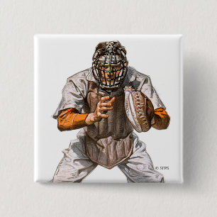 Badge Carré 5 Cm Receveur de base-ball