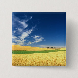Badge Carré 5 Cm Récolte de blé sur le Palouse dans l'est