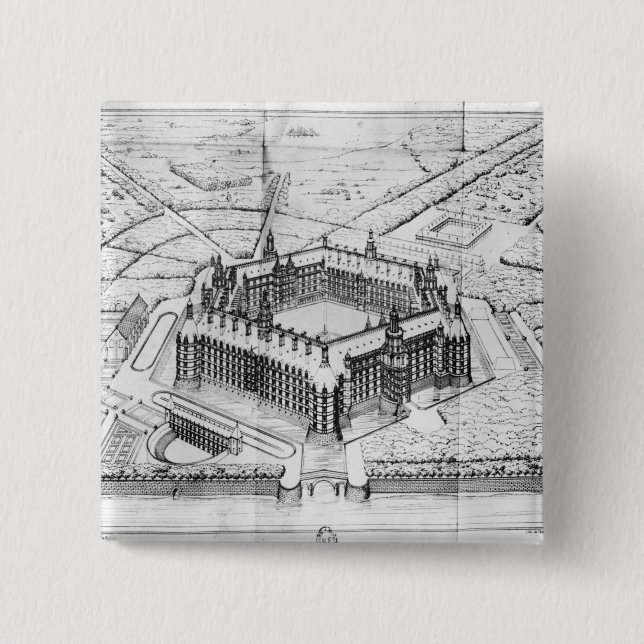 Badge Carré 5 Cm Reconstruction d'abbaye de Theleme (Devant)