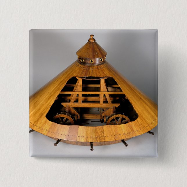 Badge Carré 5 Cm Reconstruction modèle de la conception de da Vinci (Devant)