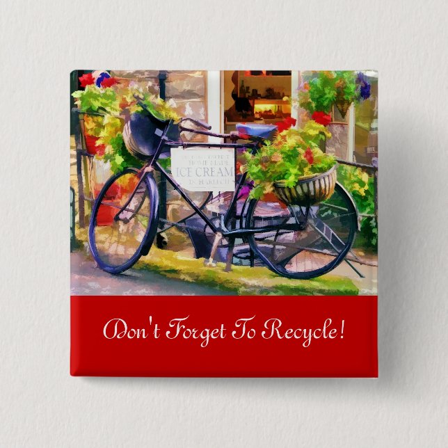 BADGE CARRÉ 5 CM RECYCLAGE (Devant)