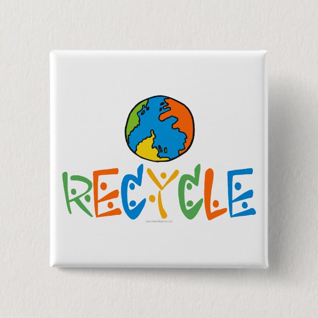 Badge Carré 5 Cm Recyclage coloré (Devant)