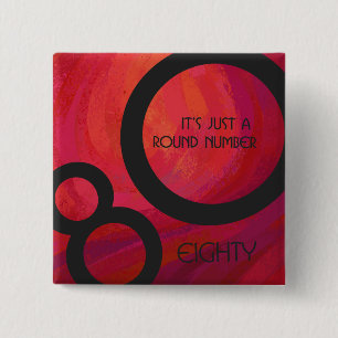 Badge Carré 5 Cm Red 80 Dix Anniversaire