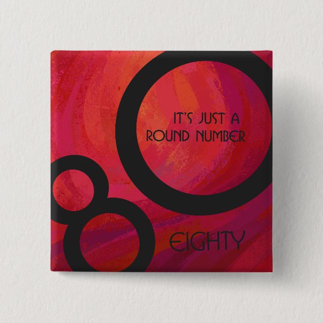 Badge Carré 5 Cm Red 80 Dix Anniversaire (Devant)