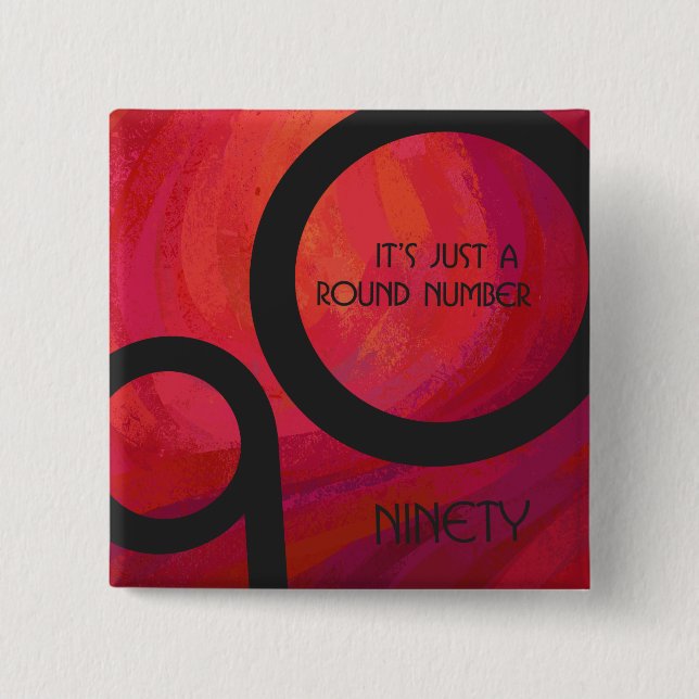 Badge Carré 5 Cm Red 90 Dix Anniversaire (Devant)