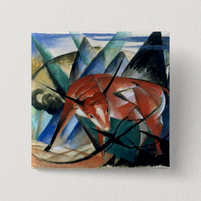 Badge Carré 5 Cm Red Bull (gouache sur le papier) (Devant)