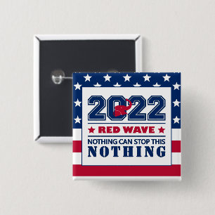 Badge Carré 5 Cm Red Elephant RED WAVE 2022 Elections américaines