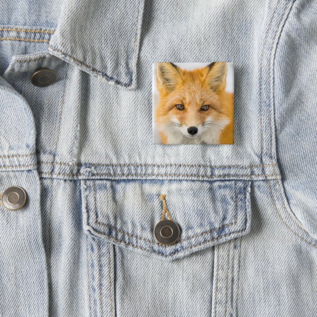 Badge Carré 5 Cm Red Fox Portrait (En situation)