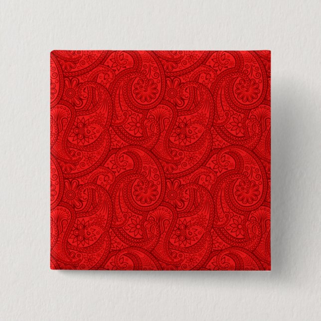 Badge Carré 5 Cm Red Paisley (Devant)