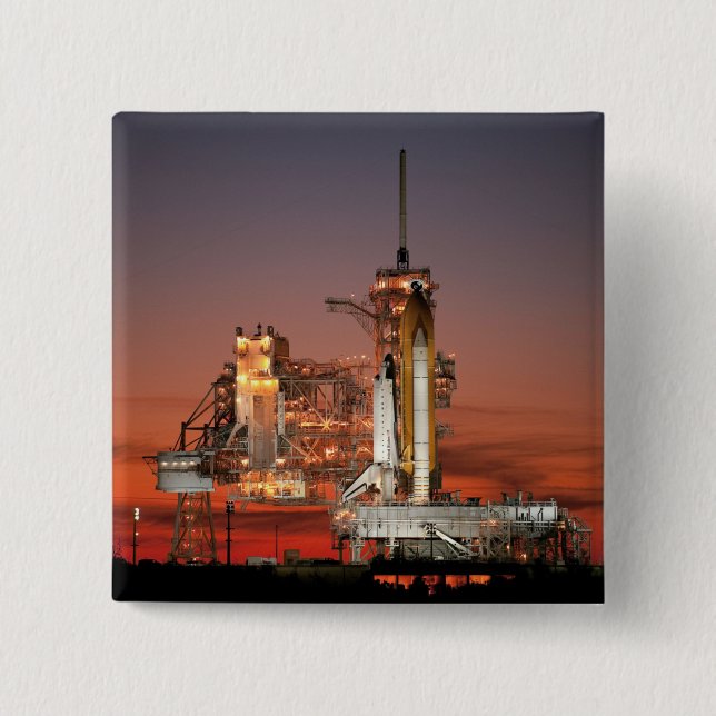 Badge Carré 5 Cm Red Sky for Space Shuttle Atlantis Launch (Devant)