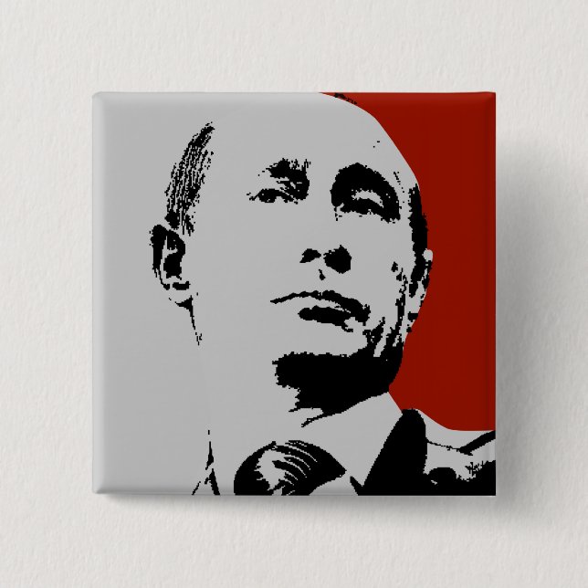 Badge Carré 5 Cm Red Vladimir Poutine (Devant)