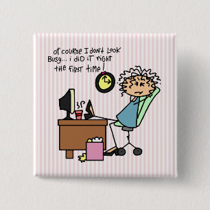 Badge Carré 5 Cm Redressez la première fois l'humour