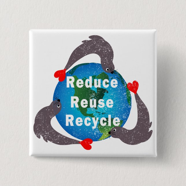 Badge Carré 5 Cm Réduire la réutilisation du recyclage (Devant)