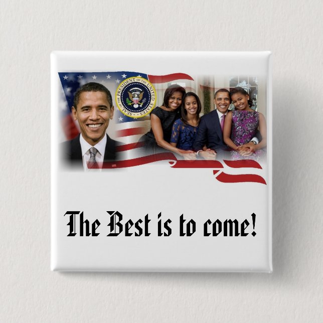 Badge Carré 5 Cm Réélection 2012 du Président Obama (Devant)