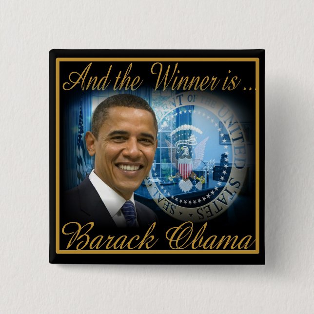 Badge Carré 5 Cm Réelection du président Obama 2012 (Devant)