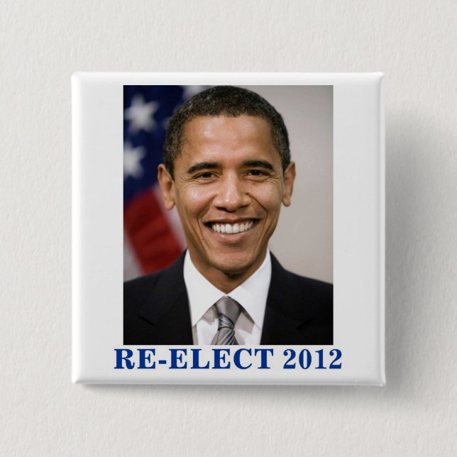 BADGE CARRÉ 5 CM RÉÉLECTION OBAMA 2012 (Devant)