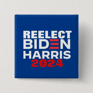 Badge Carré 5 Cm Réélire Biden Harris 2024