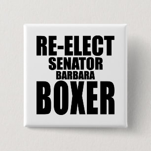 Badge Carré 5 Cm Réélisez le sénateur Barbara Boxer